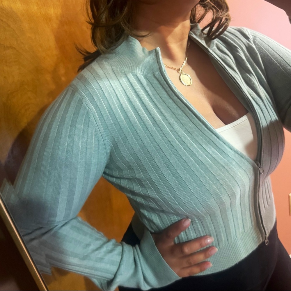 Wild Fable • Slate Blue Two-Way Zip Lightweight
Cardigan Sweater